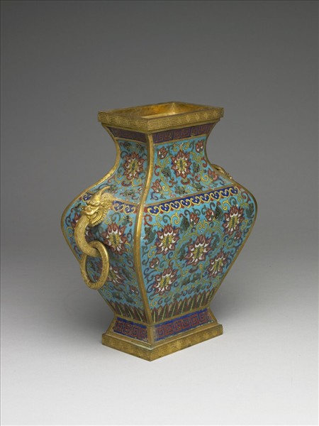 掐絲琺瑯雙環扁瓶