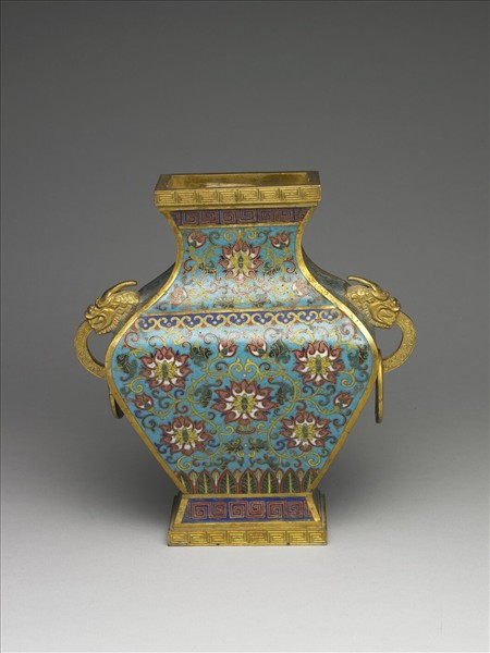 掐絲琺瑯雙環扁瓶