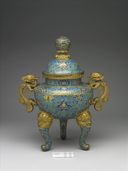 銅琺瑯龍耳鼎
