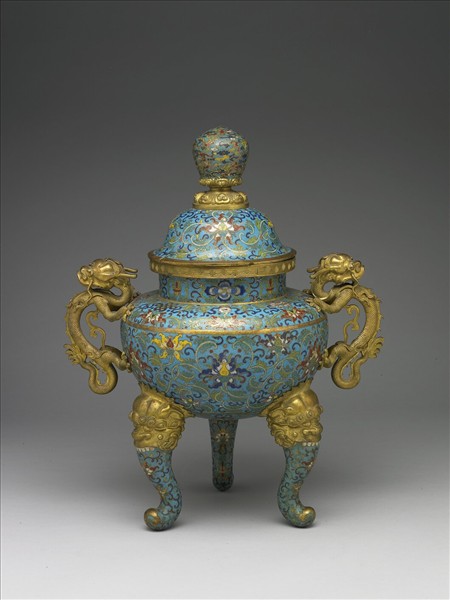 銅琺瑯龍耳鼎