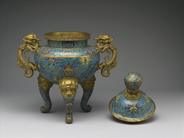 銅琺瑯龍耳鼎
