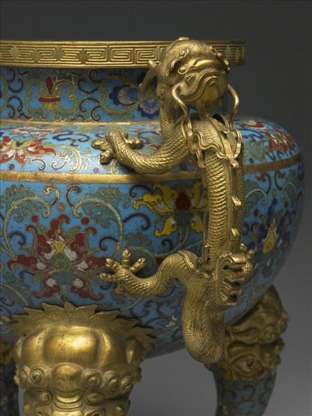 銅琺瑯龍耳鼎