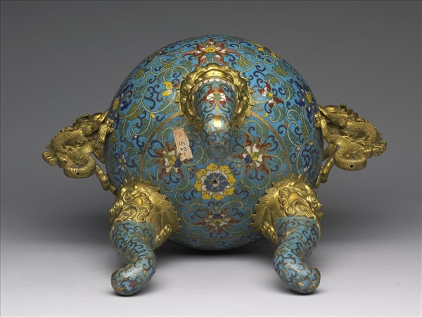 銅琺瑯龍耳鼎