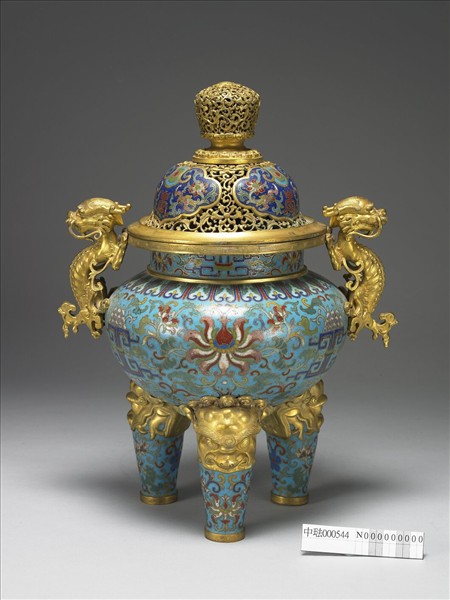 掐絲琺瑯鼎式爐（五供）