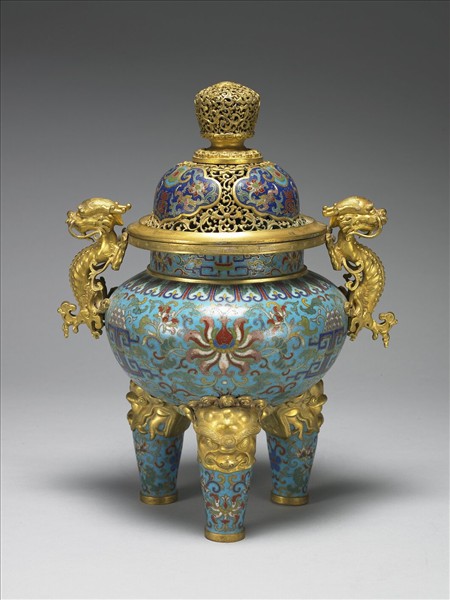 掐絲琺瑯鼎式爐（五供）