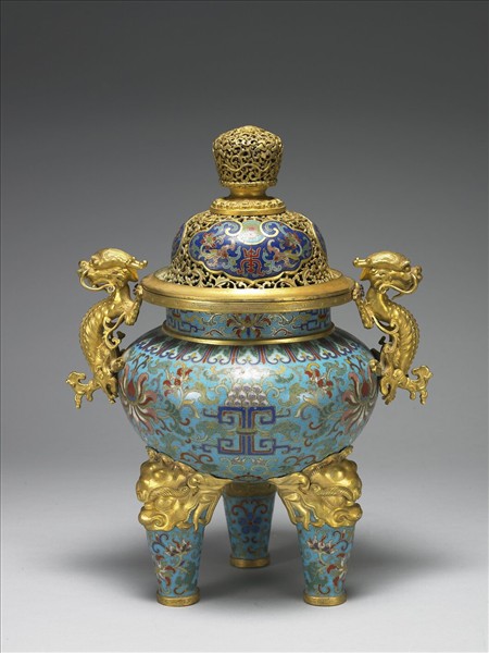 掐絲琺瑯鼎式爐（五供）