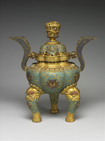 內填琺瑯鼎式爐（五供）