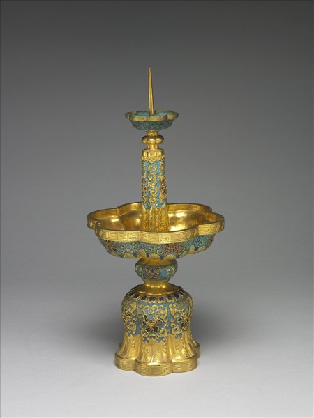 內填琺瑯燭台（五供）