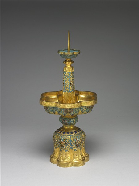 內填琺瑯燭台（五供）