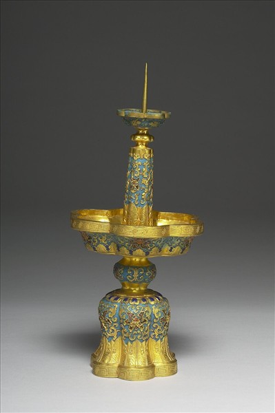 內填琺瑯燭台（五供）