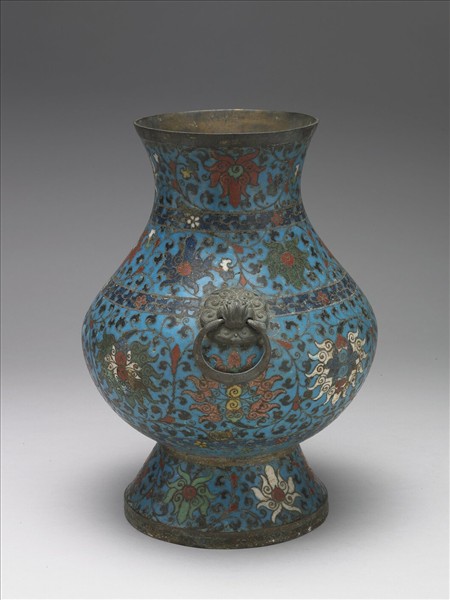 掐絲琺瑯獸耳雙環尊式瓶