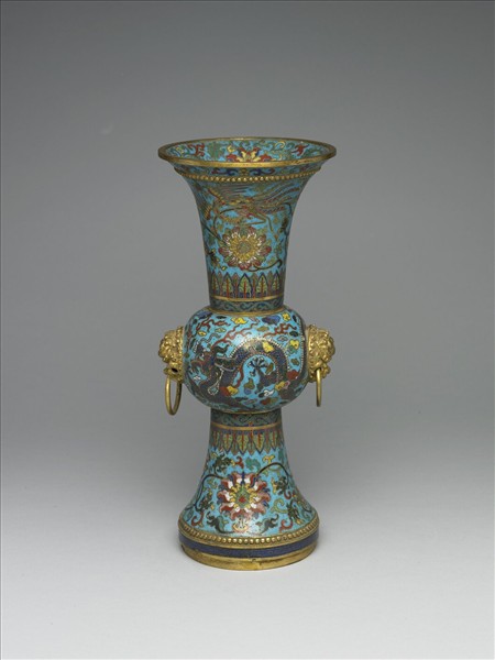 掐絲琺瑯雙環觚形瓶