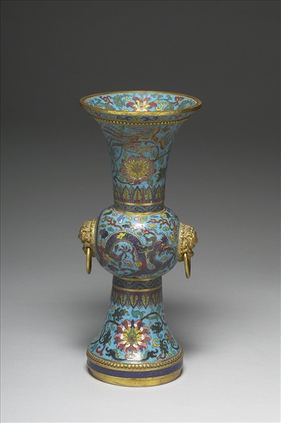 掐絲琺瑯雙環觚形瓶