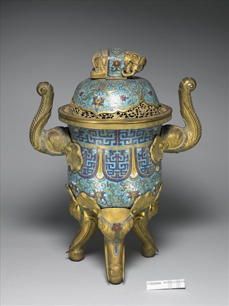 掐絲琺瑯象足鼎式爐
