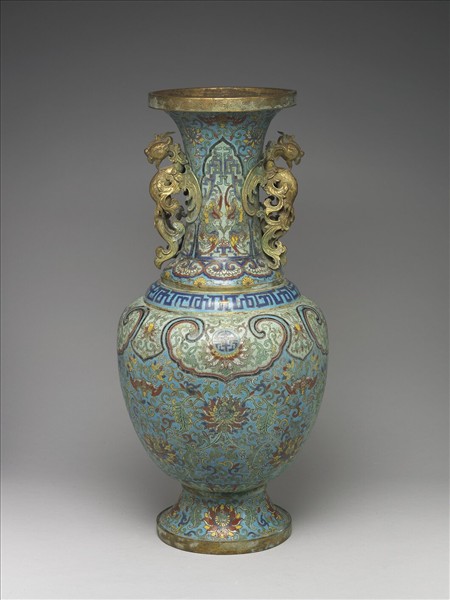 掐絲琺瑯鳳耳瓶