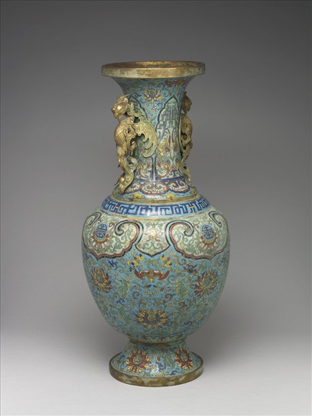 掐絲琺瑯鳳耳瓶