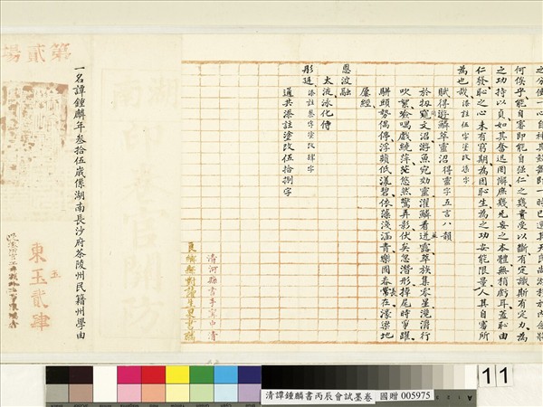 清譚鍾麟書丙辰會試　卷