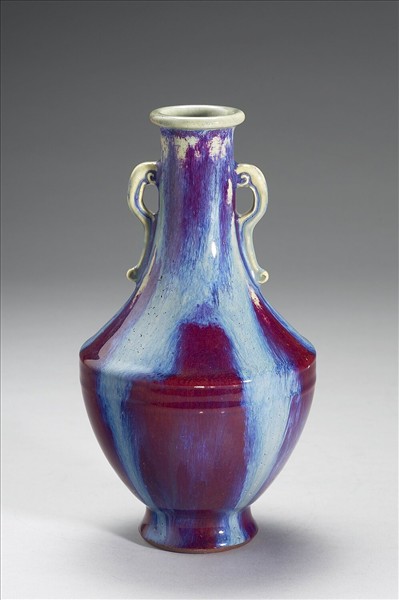 仿鈞窯變釉雙耳瓶