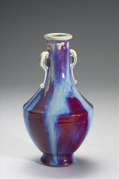 仿鈞窯變釉雙耳瓶