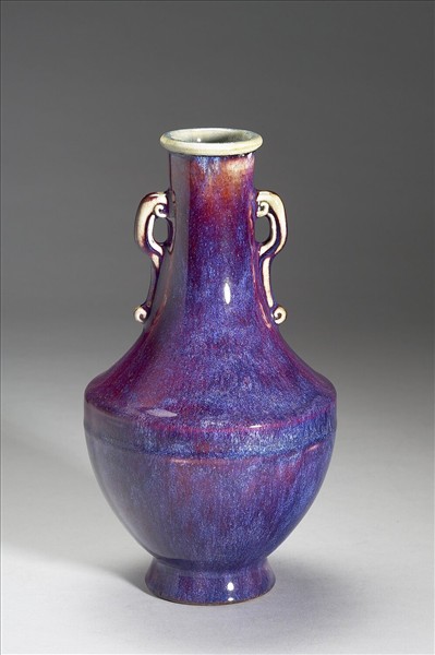 仿鈞窯變釉雙耳瓶