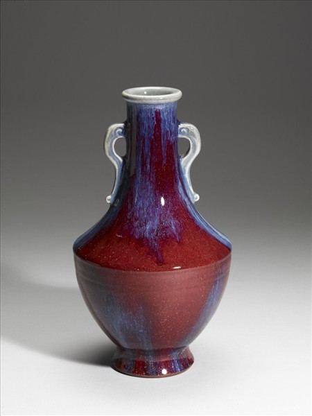 仿鈞窯變釉雙耳瓶