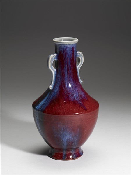 仿鈞窯變釉雙耳瓶