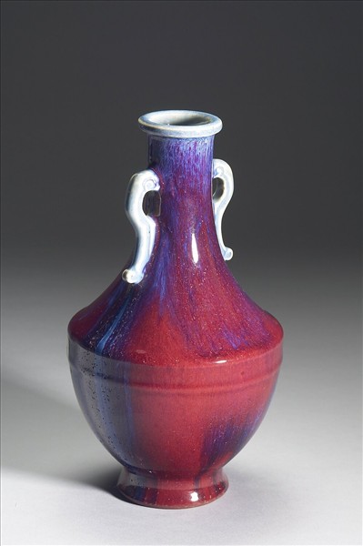 仿鈞窯變釉雙耳瓶