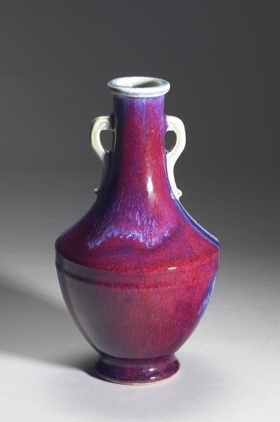 仿鈞窯變釉雙耳瓶