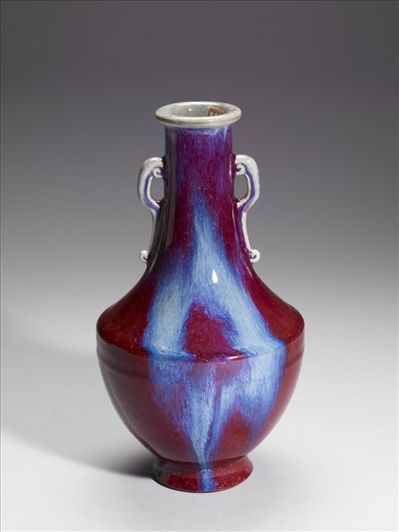 仿鈞窯變釉雙耳瓶