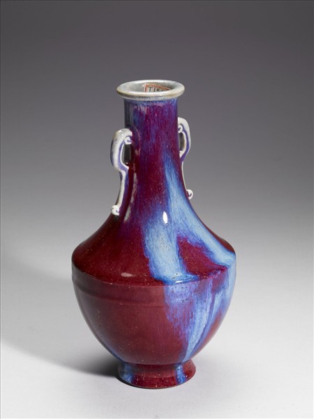 仿鈞窯變釉雙耳瓶