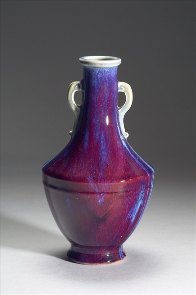 仿鈞窯變釉雙耳瓶