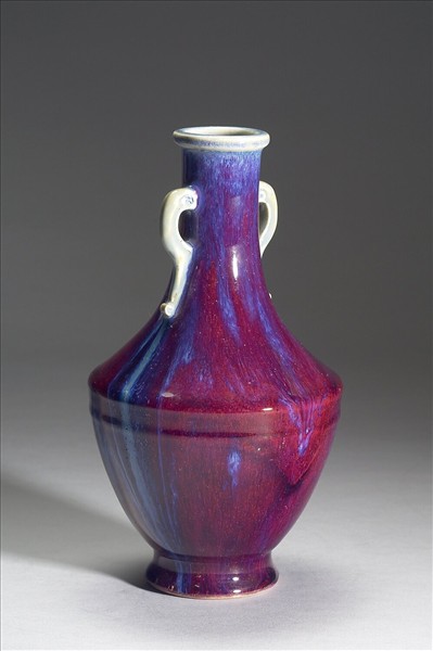 仿鈞窯變釉雙耳瓶