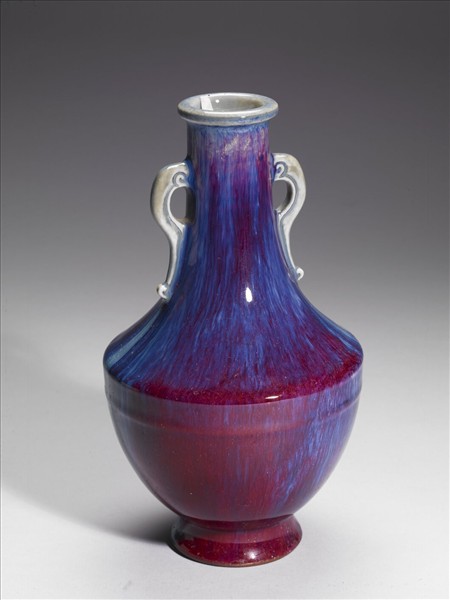 仿鈞窯變釉雙耳瓶