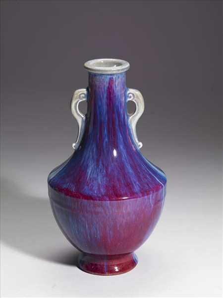 仿鈞窯變釉雙耳瓶