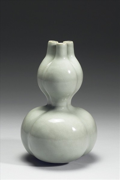 冬青釉三連葫蘆瓶