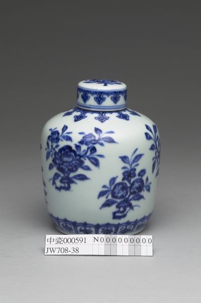 青花折枝花果紋蓋罐