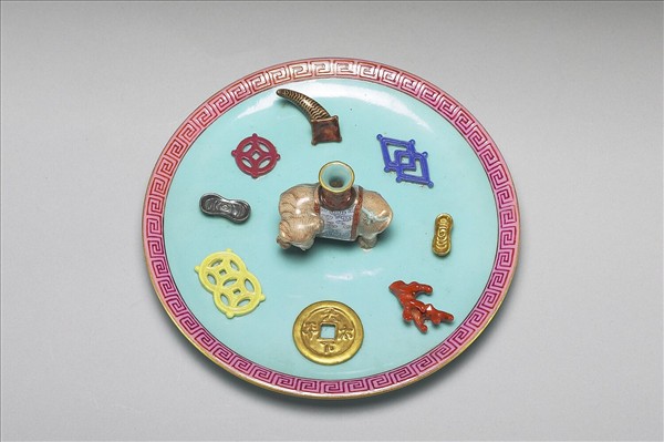 粉彩綠地太平有象香插