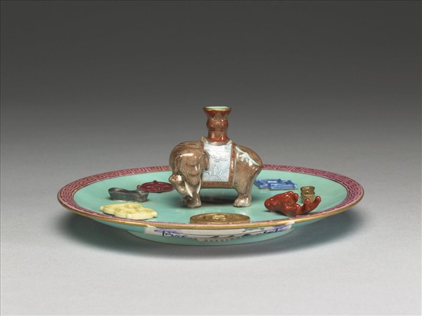 粉彩綠地太平有象香插