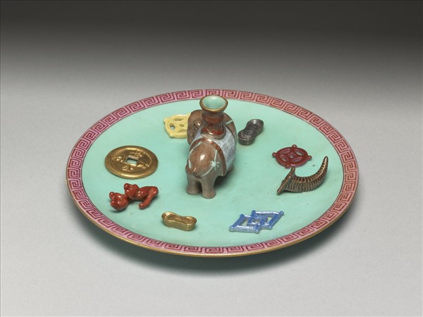 粉彩綠地太平有象香插