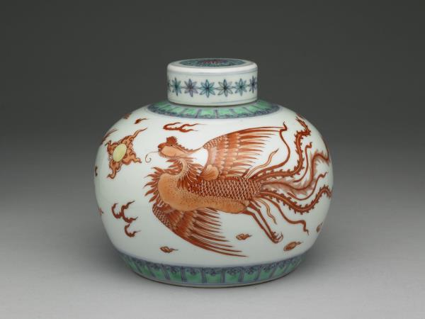 五彩龍鳳文双耳花生 五彩龍鳳文双耳花生 五彩龍鳳文壺 文化遺産オンライン