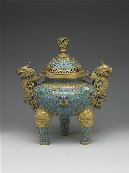 掐絲琺瑯鼎式爐（五供）