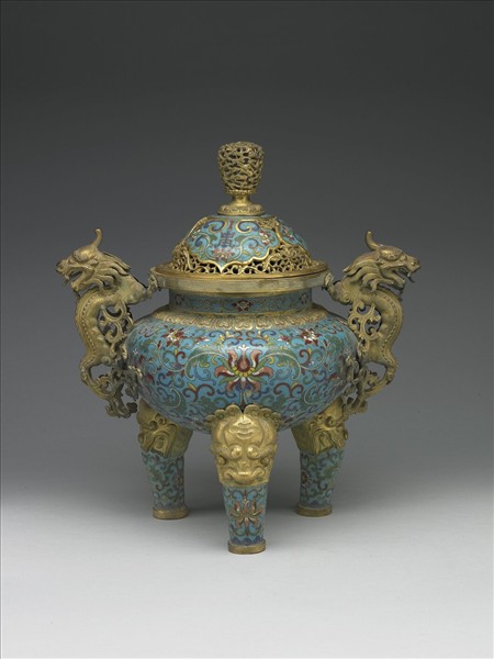 掐絲琺瑯鼎式爐（五供）