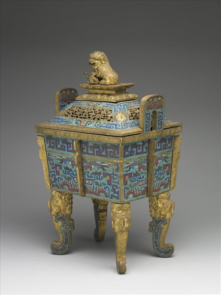 掐絲琺瑯鼎式爐（五供）