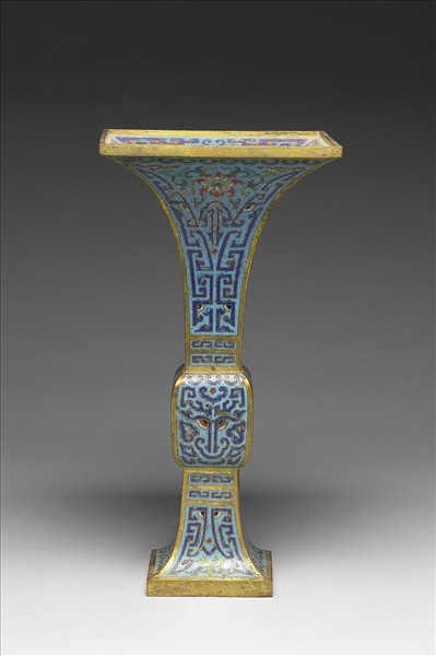 掐絲琺瑯觚形瓶（五供）