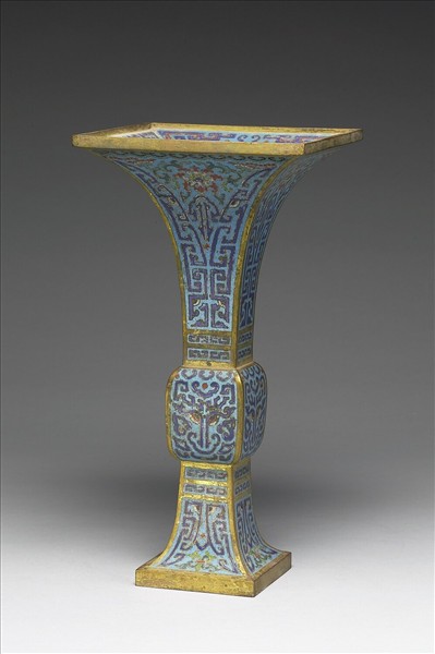 掐絲琺瑯觚形瓶（五供）