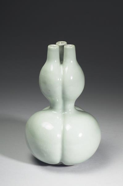 冬青釉三連葫蘆瓶