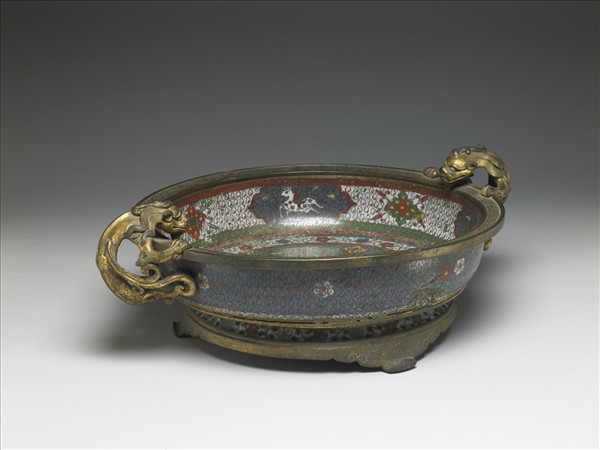 掐絲琺瑯雙鳳紋洗