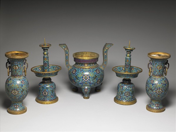 掐絲琺瑯香爐（五供）
