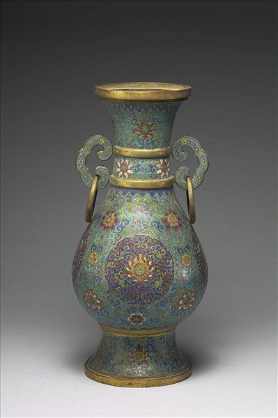 掐絲琺瑯雙耳瓶