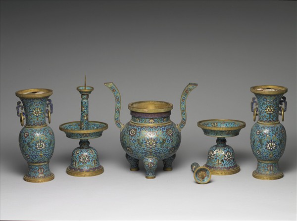 掐絲琺瑯鼎式爐（五供）